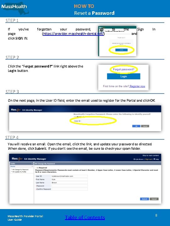 HOW TO Reset a Password STEP 1 If you’ve page click SIGN IN. forgotten