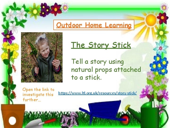 Outdoor Home Learning The Story Stick Tell a story using natural props attached to