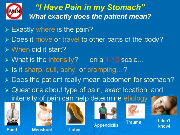 “I Have Pain in my Stomach” What exactly does the patient mean? Exactly where