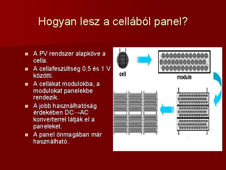 Hogyan lesz a cellából panel? n n n A PV rendszer alapköve a cella.