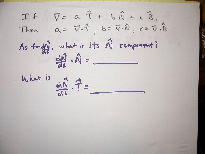 The curve equations of Frenet and Serret The first of these is d. T/ds The curve equations of Frenet and Serret The first of these is d. T/ds