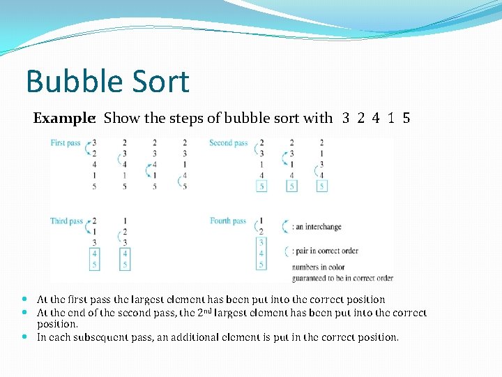 Bubble Sort Example: Show the steps of bubble sort with 3 2 4 1