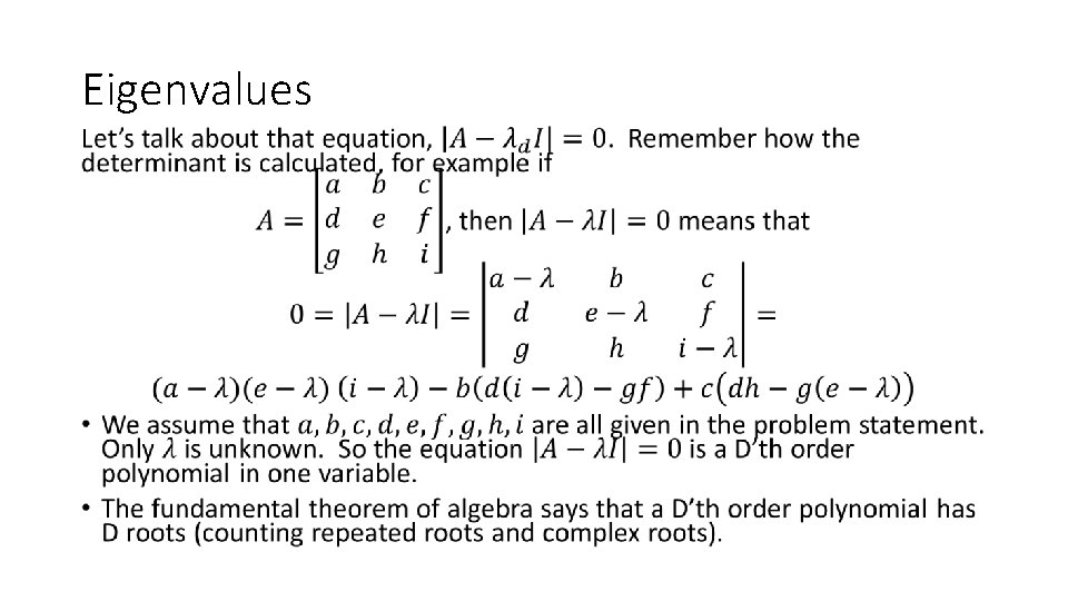 Eigenvalues • 