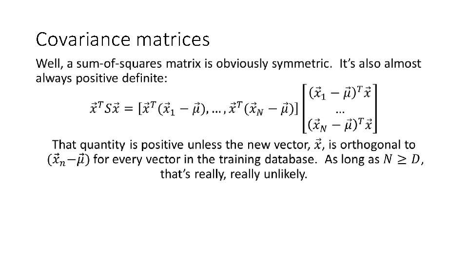 Covariance matrices • 