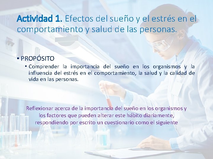 Actividad 1. Efectos del sueño y el estrés en el comportamiento y salud de