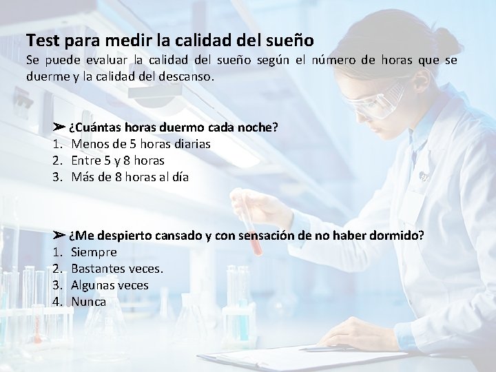 Test para medir la calidad del sueño Se puede evaluar la calidad del sueño