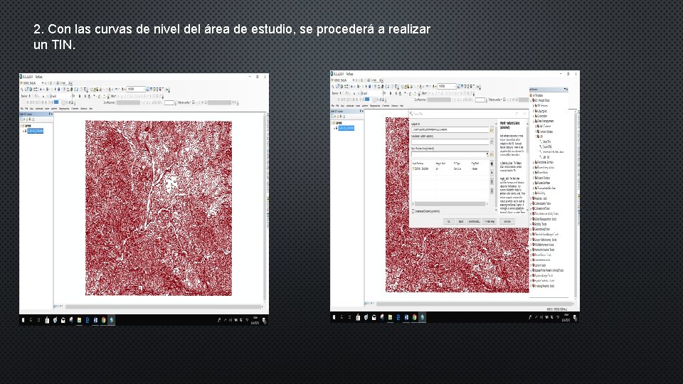 2. Con las curvas de nivel del área de estudio, se procederá a realizar