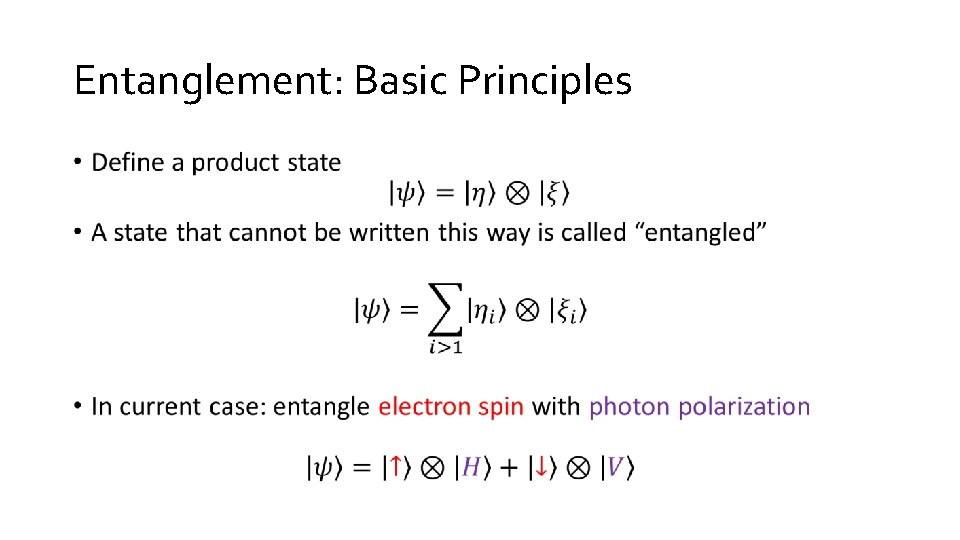 Entanglement: Basic Principles • 