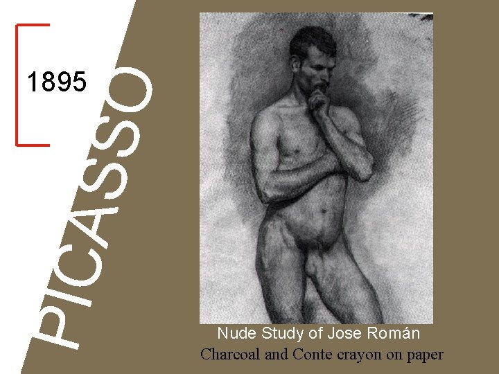 PICA SSO 1895 Nude Study of Jose Román Charcoal and Conte crayon on paper