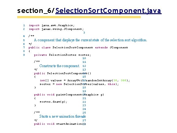 s ection_6/ Selection. Sort. C om ponent. java 1 2 4 5 6 7 s ection_6/ Selection. Sort. C om ponent. java 1 2 4 5 6 7