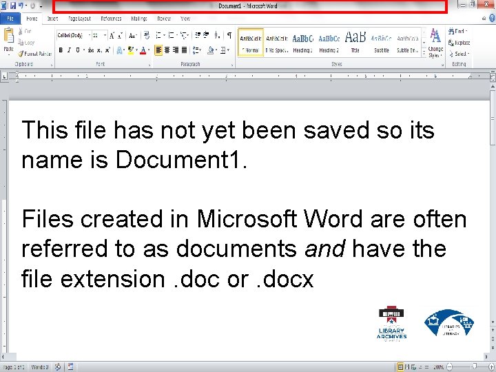 This file has not yet been saved so its name is Document 1. Files