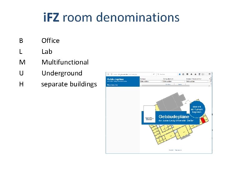i. FZ room denominations B L M U H Office Lab Multifunctional Underground separate