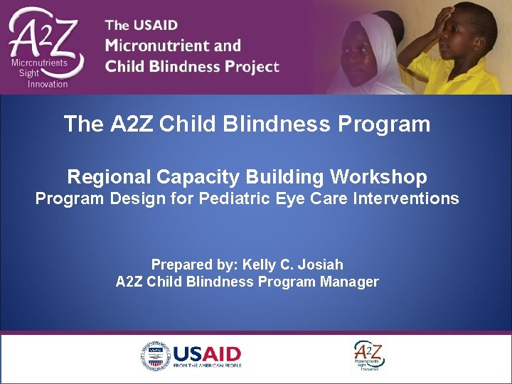 The A 2 Z Child Blindness Program Regional Capacity Building Workshop Program Design for
