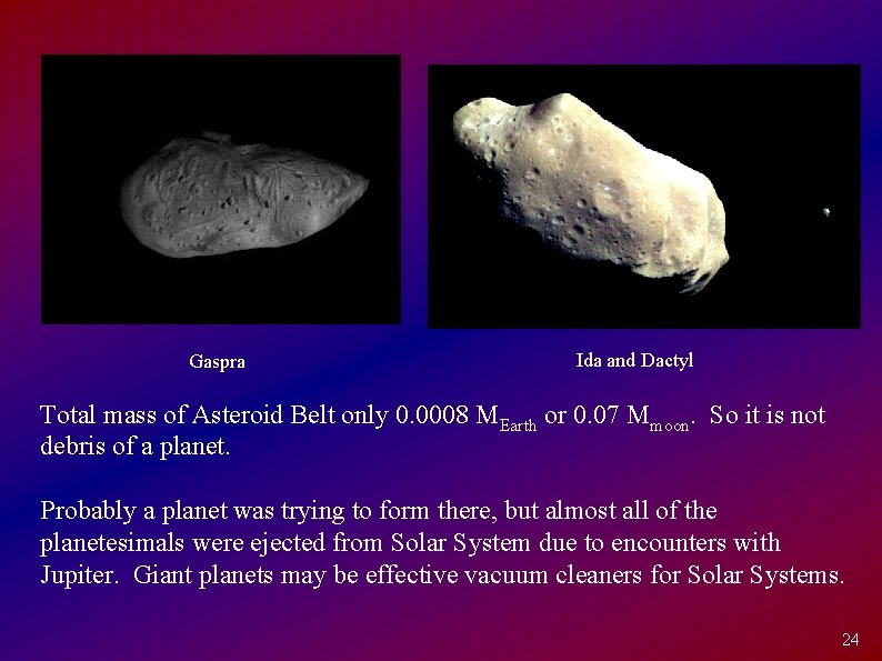 Gaspra Ida and Dactyl Total mass of Asteroid Belt only 0. 0008 MEarth or