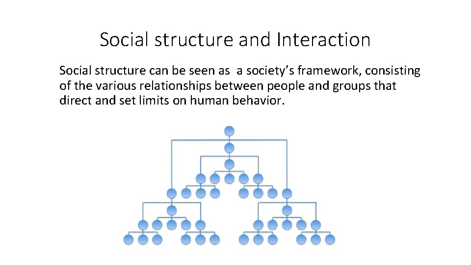 Social structure and Interaction Social structure can be seen as a society’s framework, consisting