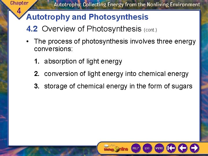Autotrophy and Photosynthesis 4. 2 Overview of Photosynthesis (cont. ) • The process of Autotrophy and Photosynthesis 4. 2 Overview of Photosynthesis (cont. ) • The process of