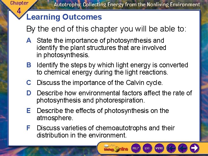 Learning Outcomes By the end of this chapter you will be able to: A Learning Outcomes By the end of this chapter you will be able to: A
