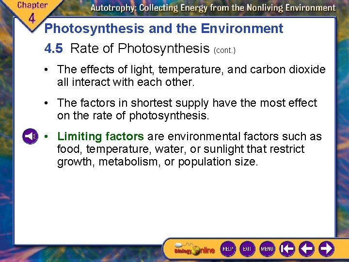 Photosynthesis and the Environment 4. 5 Rate of Photosynthesis (cont. ) • The effects Photosynthesis and the Environment 4. 5 Rate of Photosynthesis (cont. ) • The effects