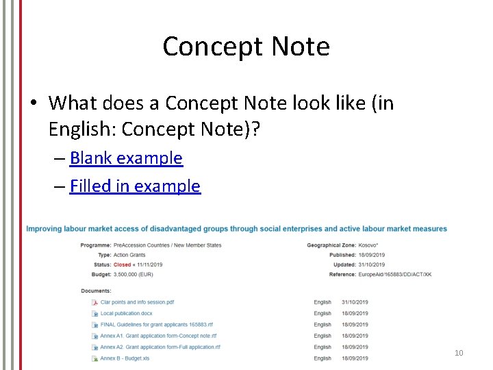 Concept Note • What does a Concept Note look like (in English: Concept Note)?