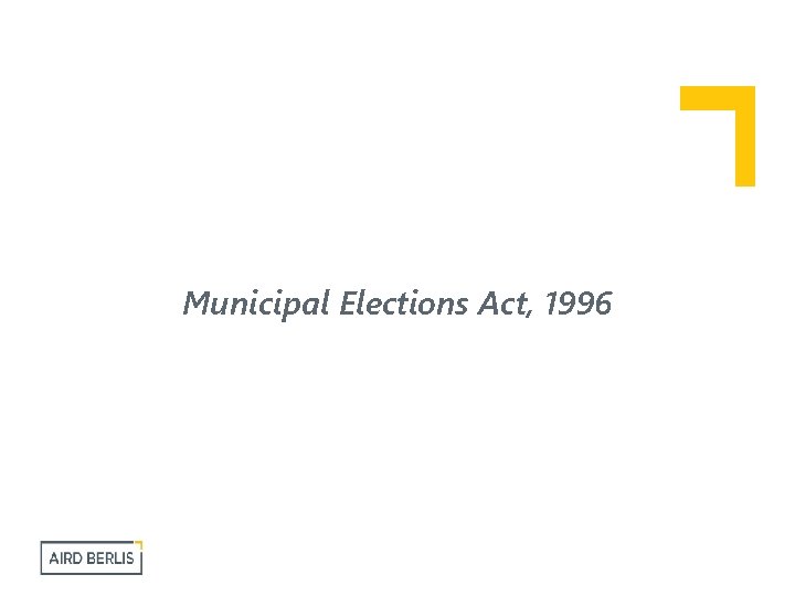 Municipal Elections Act, 1996 