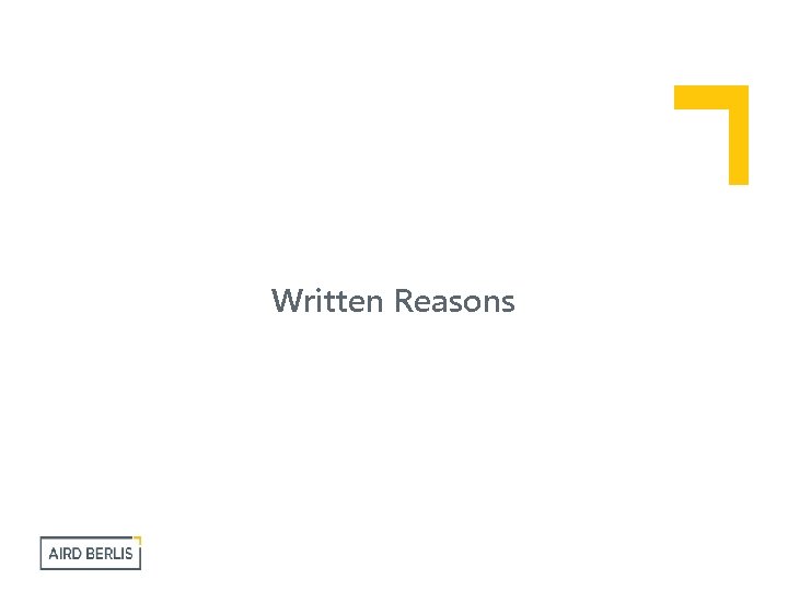 Written Reasons 