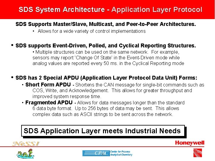 SDS System Architecture - Application Layer Protocol • SDS Supports Master/Slave, Multicast, and Peer-to-Peer