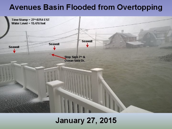 Avenues Basin Flooded from Overtopping Time Stamp = 27 th/0754 EST Water Level =