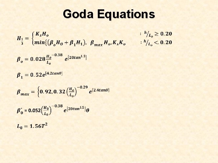 Goda Equations 