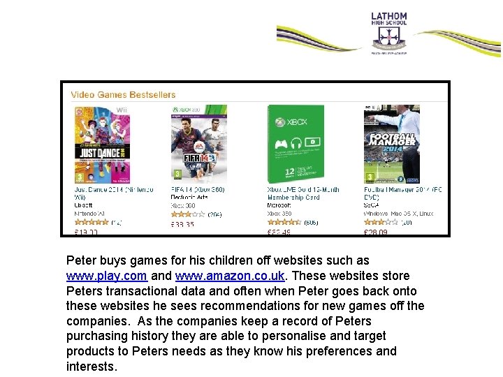Peter buys games for his children off websites such as www. play. com and Peter buys games for his children off websites such as www. play. com and