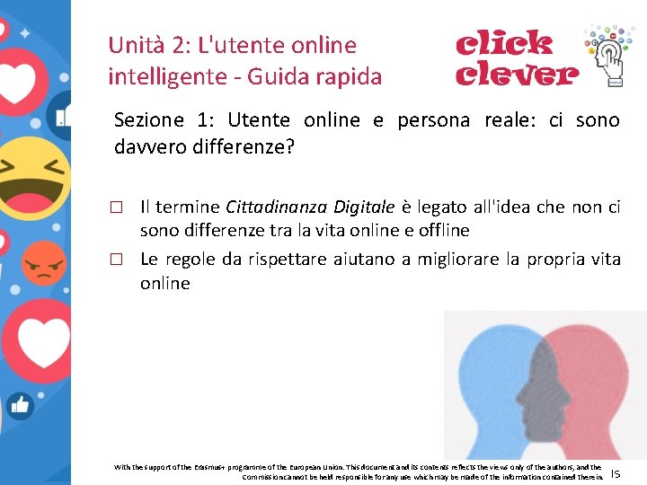 Unità 2: L'utente online intelligente - Guida rapida Sezione 1: Utente online e persona