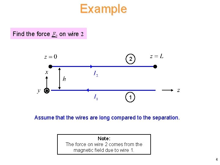 Example Find the force F 2 on wire 2 2 1 Assume that the Example Find the force F 2 on wire 2 2 1 Assume that the