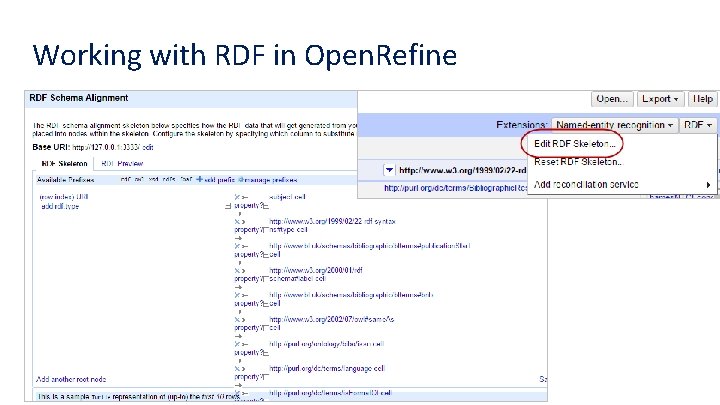Working with RDF in Open. Refine 