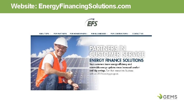 Website: Energy. Financing. Solutions. com 