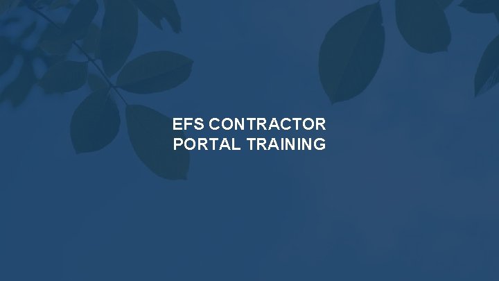 EFS CONTRACTOR PORTAL TRAINING 