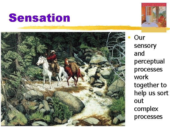 Sensation § Our sensory and perceptual processes work together to help us sort out Sensation § Our sensory and perceptual processes work together to help us sort out