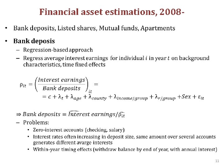 Financial asset estimations, 2008 • 11 