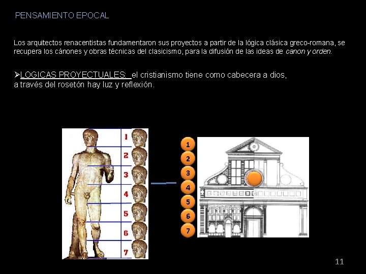 PENSAMIENTO EPOCAL Los arquitectos renacentistas fundamentaron sus proyectos a partir de la lógica clásica