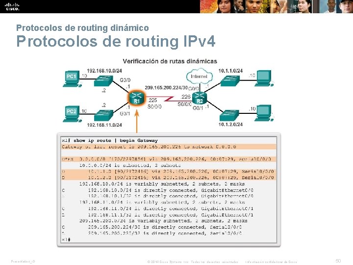 Protocolos de routing dinámico Protocolos de routing IPv 4 Presentation_ID © 2014 Cisco Systems,
