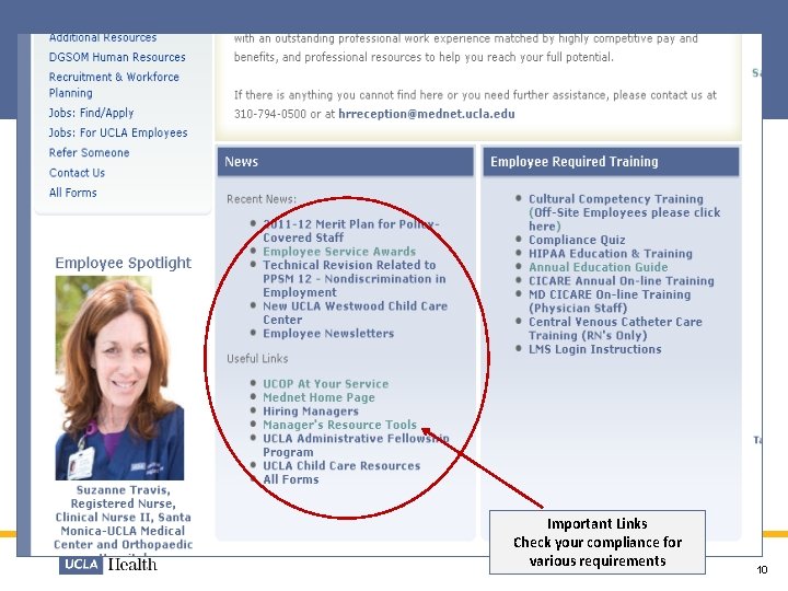 Important Links Check your compliance for various requirements 10 