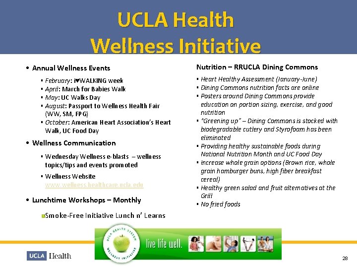 UCLA Health Wellness Initiative • Annual Wellness Events February: i♥WALKING week April: March for