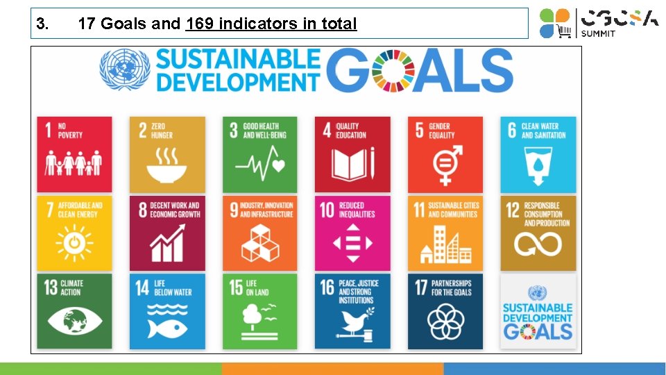 3. 17 Goals and 169 indicators in total 