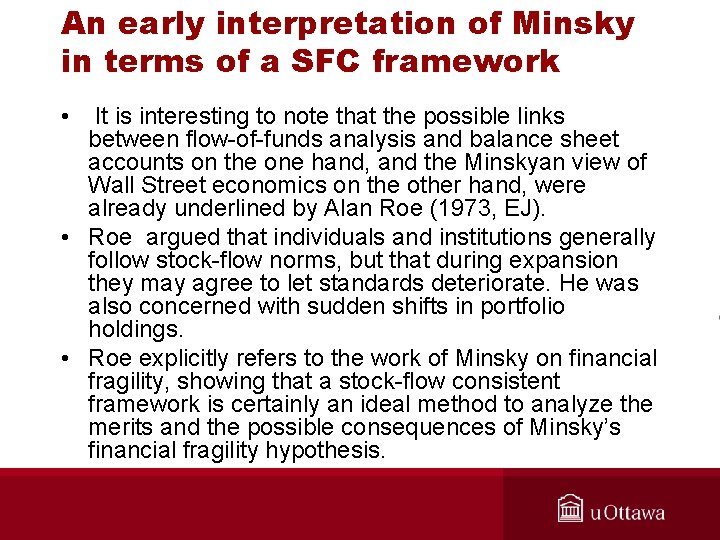 An early interpretation of Minsky in terms of a SFC framework • It is