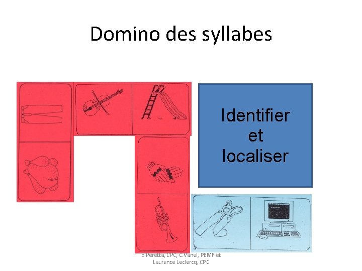 Domino des syllabes Identifier et localiser E. Peretta, CPC, C. Vanel, PEMF et Laurence