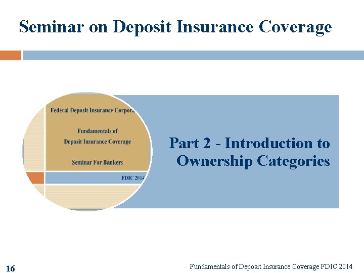 Seminar on Deposit Insurance Coverage Part 2 - Introduction to Ownership Categories 16 16