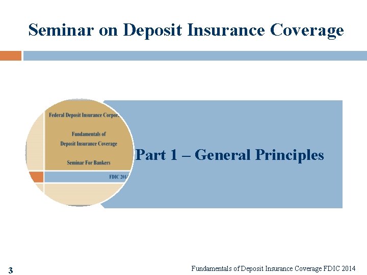 Seminar on Deposit Insurance Coverage Part 1 – General Principles 3 Fundamentals of Deposit