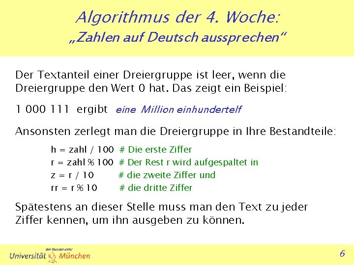 Algorithmus Der 4 Woche Zahlen Auf Deutsch Aussprechen