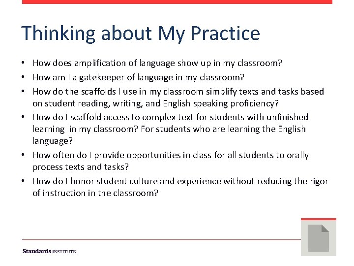 Thinking about My Practice • How does amplification of language show up in my