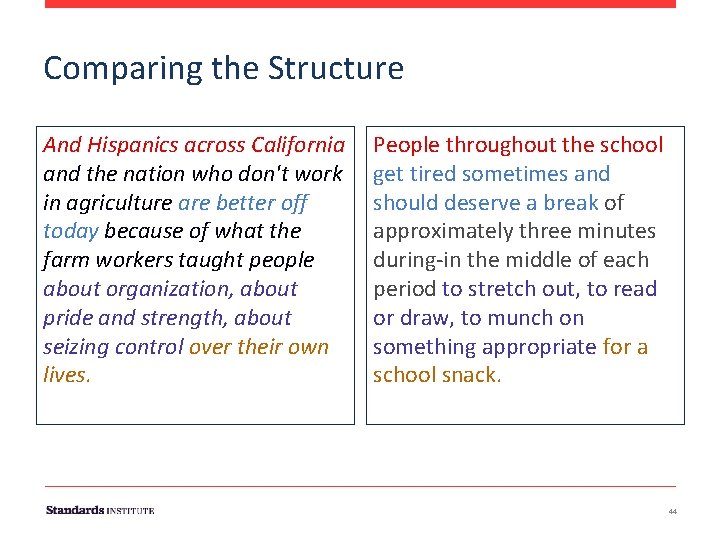 Comparing the Structure And Hispanics across California and the nation who don't work in
