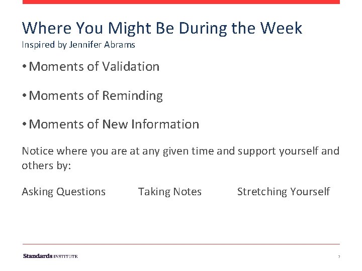 Where You Might Be During the Week Inspired by Jennifer Abrams • Moments of