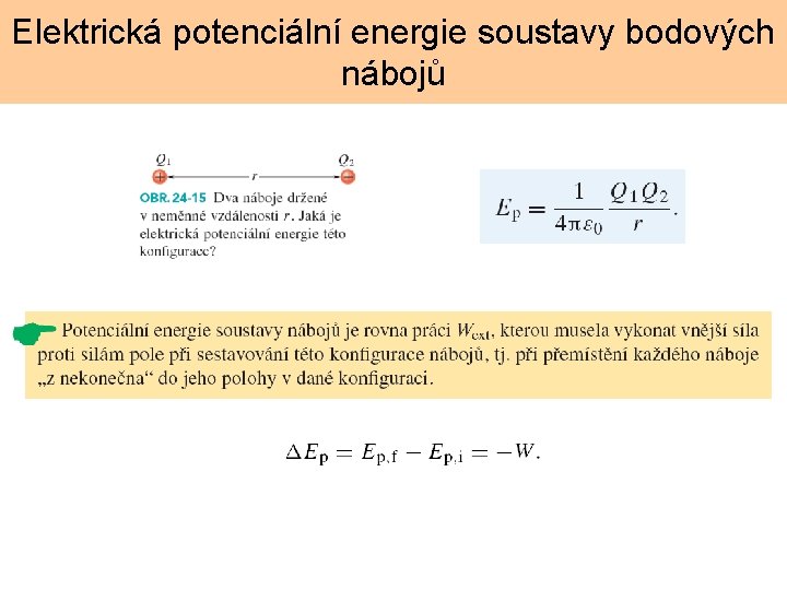 Elektrická potenciální energie soustavy bodových nábojů 